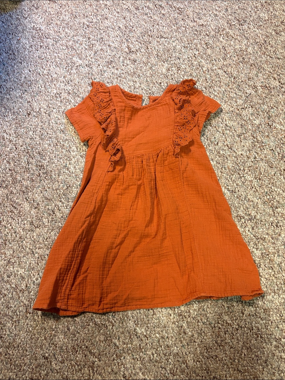 Cat & Jack Orange Ruffle-Sleeve Cotton Dress